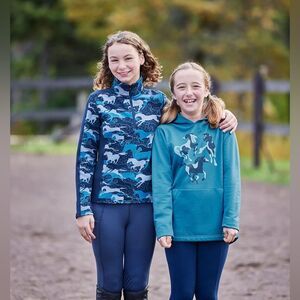 Kerrits Girls Blue Full Leg Side Pocket Riding Tight Breeches